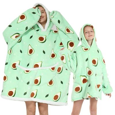 China Hot-selling Thermal Avocado Family Pajamas Pajamas Animal One-Piece High-end Flannel Cover-up Hoodie for Women for Kids for sale