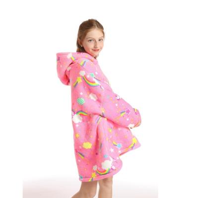 China Mommy and Me QUICK DRY Long Hoodie Covering Winter High Quality Thick Oversized Floor Flannel Bathrobe Nightgown for sale