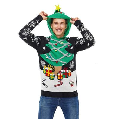 China Custom Tapestry Anti-Wrinkle Hoodie UGLY Christmas Sweater Casual Loose Knit Hoodie Plus Size Christmas Jumper Couples Knit Outwear OEM/ODM for sale