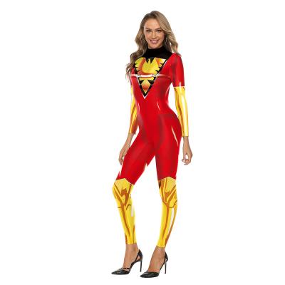 China Hot Selling Halloween Overalls Adult Jumpsuit Costume Wonder Woman One-Piece Print Pattern One-Piece Tight Jumpsuit Cosplay Sexy Long Sleeve for sale