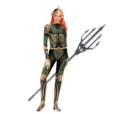 China Adult Party Costume 3D Digital Printing Aquaman Cosplay Jumpsuit Long Overalls Costume Anime Overalls One Piece Women Overalls for sale