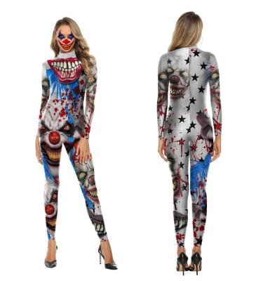 China Custom Sexy Jumpsuit Women Party 3d Printed Joker Clown Overalls Halloween Cosplay Costume Jumpsuit Adult Wholesale for sale