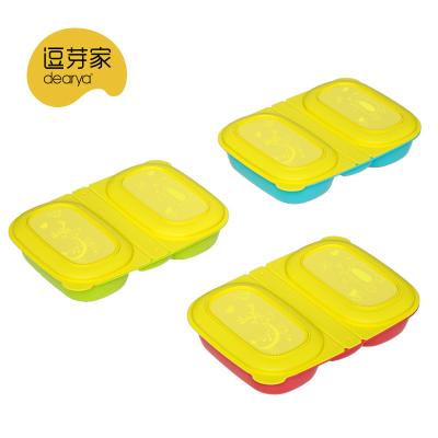 China Freshness Preservation Kitchen lunch box kid bento box with fold cover two compartments with spoon and fork for sale