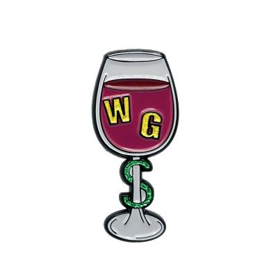 China Custom GT USA Custom GT Enamel Red Wine Shape Metal Lapel Soft Glass Pin for sale