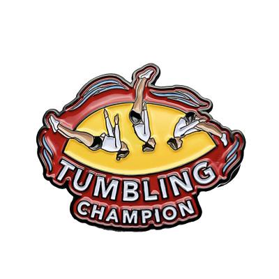 China United States Champion Tumbling Soft Enamel Lapel Pin Badges for sale