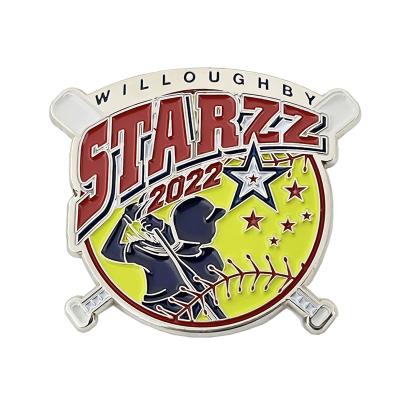 China USA willoughby baseball soft enamel metal badge pins for sale