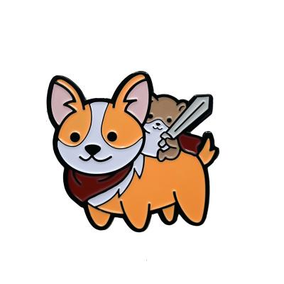 China High Quality Free Cute Cartoon Dog Design USA Factory Soft Enamel Pin Metal Lapel Pins for sale