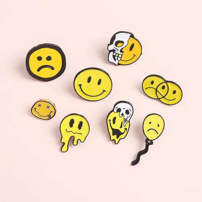 China USA Cartoon Face Series Simple Smiling Lapel Pins Character Individual Sad Skull Naughty Metal Badge Modeling Pins for sale