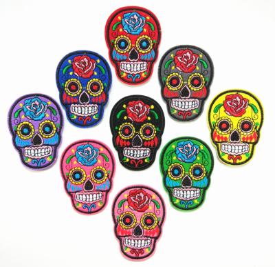 China Wholesale Skull Heads Embroidery Cloth Clothing Accessories Patch Stain Paste Embroidery Customized Handmade Embroidery for sale