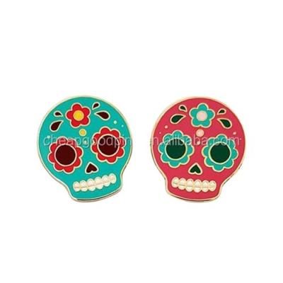 China USA cute skulls enamel lapel pins for sale