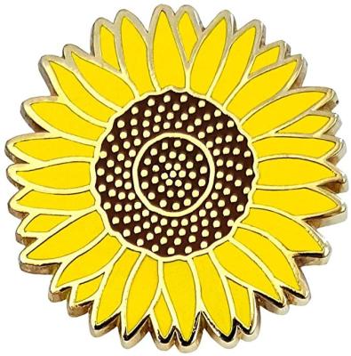 China USA Yellow Sunflower Enamel Lapel Pin for sale