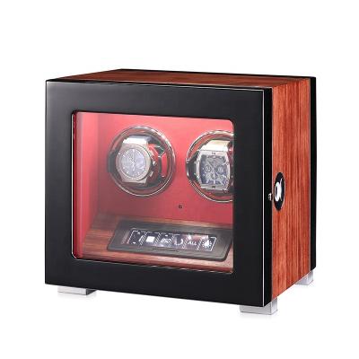 China New Style High Quality Eco-friendly Design Automatic 2 Slot Fingerprint Lock Winder Watch Box With Led Safe Light Watch Winder for sale