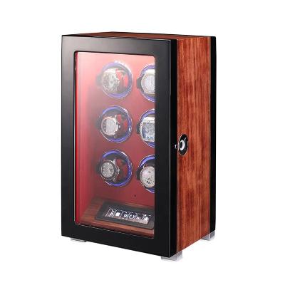 China Eco-friendly Luxury Magnetic Watch Winder Case Box Anti Wood 6 Slots Automatic Watch Winder Luxury Fingerprint Lock for sale