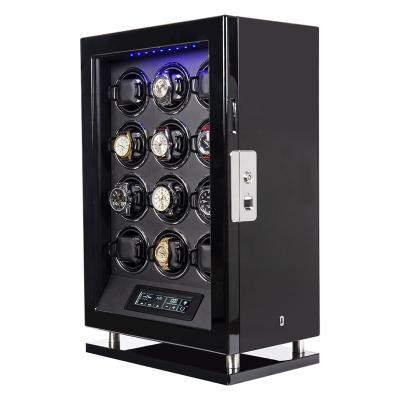 China Factory Direct Sales Eco-friendly Super Quiet 12 Slots Fingerprint Luxury Watch Winder With Led Backlight for sale