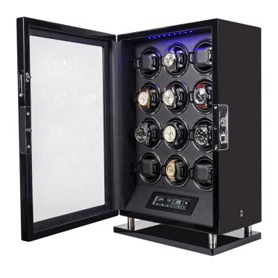 China Eco-friendly Supplier Direct Auto Ultra-low Slots Led Watch Winder Shaker Case 12 Rotation Noise for sale