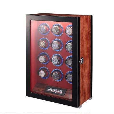 China Eco-friendly High Quality Luxury Modern Eco-friendly Fingerprint Lock Automatic Watch Winder 12 Slots LCD Touch Screen Orbit Watch Box Winders Custom for sale