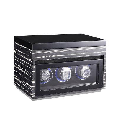 China Eco-Friendly Black Wooden 3+6 Slots Watch Winder Luxury Watch Winder Custom Modern Automatic Rotating Display Box With 6 Watch Storage for sale