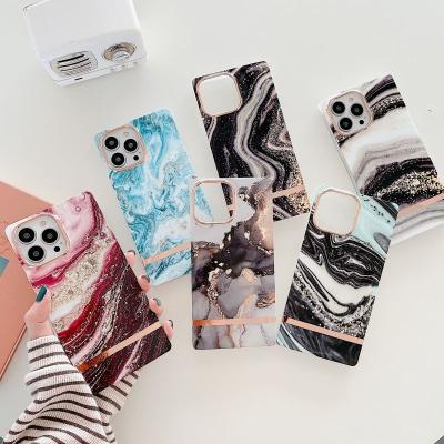 China New 2021 Amazon Fashion Shockproof Plating Case For iPhone 13 12 11 Por Max Square Mobile Phone Shell Brand Phone Case Rectangle for sale