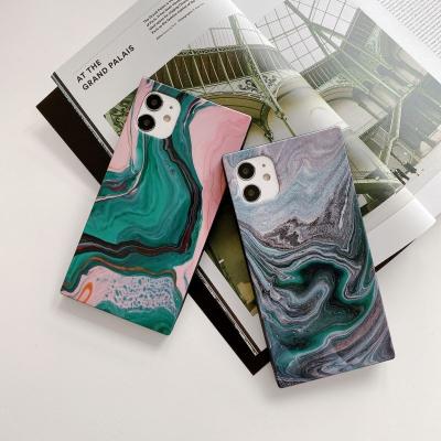 China Luxury Designer Soft Square Marble Shell Phone Case For Iphone 13 Matte Mobile Phone Cover For Iphone shockproof newcomer 13 13 pro maximum for sale