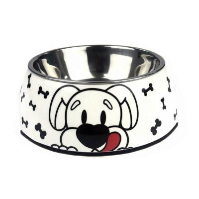 China Durable Non-slip Pet Food Feeder Double Layer Pet Bowls Stainless Steel Bowl For Dogs And Cats for sale