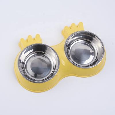 China Dog Cat Bowl Premium Stainless Steel Sustainable Double Pet Bowls for sale