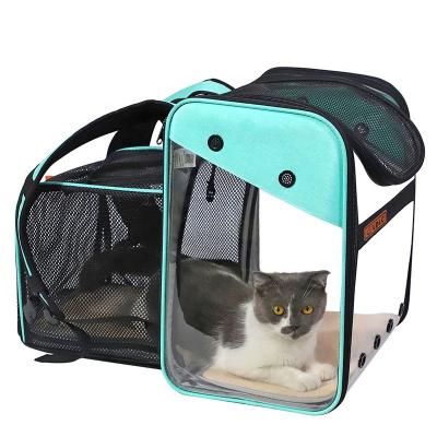 China Viable Pet Supplies Portable Carrier Transparent Backpack Travel Cat Expansion PVC Space Bag Cat Folding Bag for sale