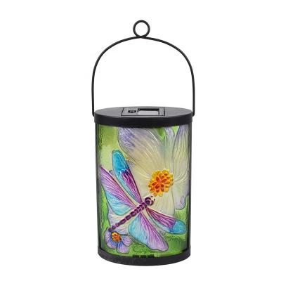 China Decoration OEM Customized Lantern Glass Cardinal Solar Garden Lantern Decorative Solar Pot Lantern for sale