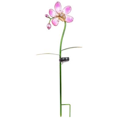 China Lighitng OEM Customized Outdoor Decoration Solar Garden Light Orchid Flower Solar Stake Lights for sale