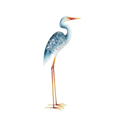 China Contemporary Garden Heron Statues 42.5 Inch Metal Standing Art Sculpture Decorative White Crane Garden Decor For Patio Home Lawn And Garden for sale