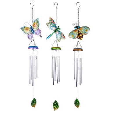 China Europe OEM Customized Butterfly Dragonfly Bee Glass Metal Wind Chime for sale