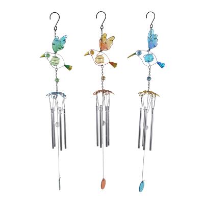 China Europe OEM Customized Glass Metal Bird Wind Chime for sale