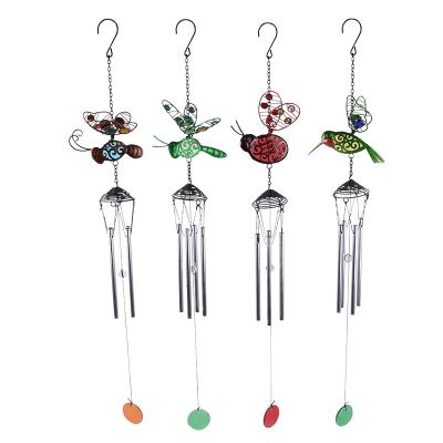 China Europe OEM Customized Butterfly Dragonfly Bird Glass Metal Wind Chime for sale