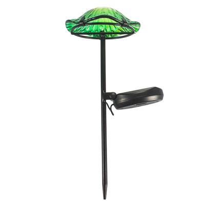 China Garden OEM Customized Glass Solar Garden Decor Metal Landscape Yard Mushroom Design Garden Light Waterproof Stake for sale