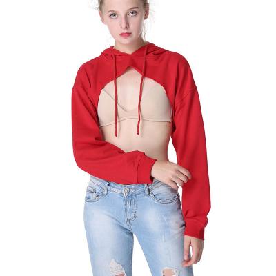 China Crewneck Front Crop Sweatshirts Anti-Shrink Long Sleeve Anti-Shrink Women's Casual Pullover Open Sleeve for sale