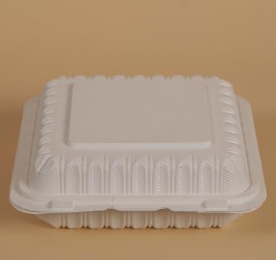 China Disposable White Mineral Filled Take Out Container With Compartments Hinged Disposable Plastic Containers Plastic Container for sale