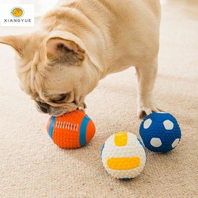 China Viable Natural Green Latex Rugby Ball Dog Puppy Interactive Squeaky Chew Toys Used For Pet Cat Dog for sale