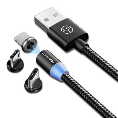 China Camera Nylon Braided 360 Degree 1M Led Magnetic Magnetic Micro Usb Charging Cable Rotatable Type C for sale