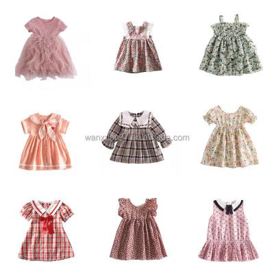 China 2023 New Anti-wrinkle babies spring summer cotton canvas lace Lotus Collar Princess Dress for sale