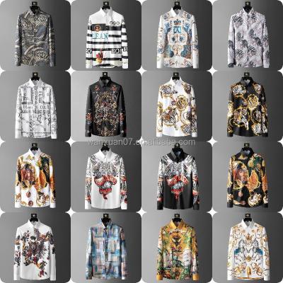 China Anti-pilling New Wholesale Customized Shirt Printed Pattern Slim Fit 100% Polyester Button Men Shirt for sale