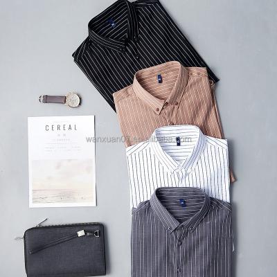 China 2023 Fashion Men's Anti-pilling Striped Shirt Slim Casual Cotton Long Sleeve Breathable Formal Shirt for sale