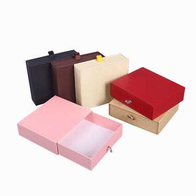 China Eco Friendly Recycled Materials Logo Cardboard Jewelry Ribbon Sliding Drawer Gift Custom Cosmetics Packaging Paper Box for sale