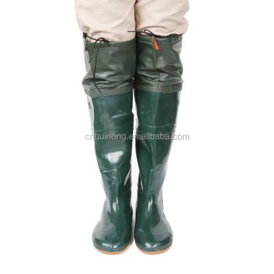 China 100%Water Proof/Portable Anti-Slip Easy Clean/Easy Walk In Muddy Green HN308GL Graft Wholesale Rubber Boot Anti Slip Sailing Waders for sale