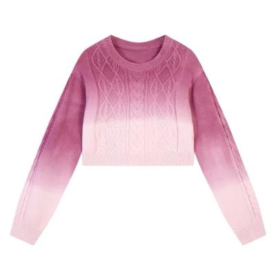 China Breathable Gradient Knit Sweater For Women Autumn/Winter Sexy Crop Top Women Vintage Sweater for sale