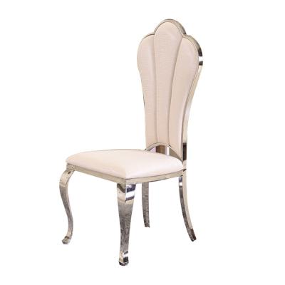 China Modern Hotel Chair Stainless Steel PU Leather Dining Chair With Gold Stainless Steel Legs Hotel Furniture PU Leather French Dining Chair for sale