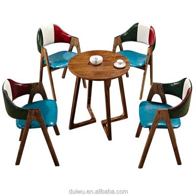 China Restaurant set factory customized commercial rustic wrought iron caffe restaurant chairs for sale