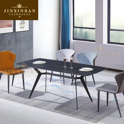 China Custom Luxury Dining Room Furniture Tables Dining Set 6 Chairs Ceramic Top Dining Table Set Modern for sale