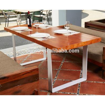 China Nature Iron Leg Solid Wood Wooden Top Table For Dining Room Color Style Selectable Solid Wood Dining Table for sale