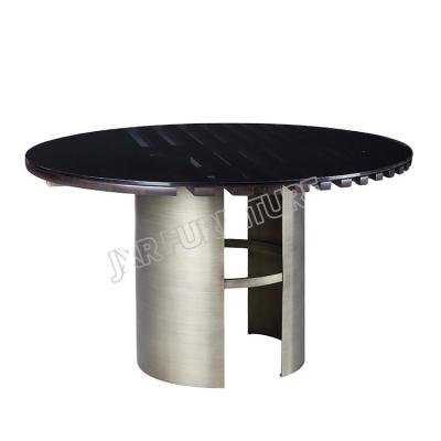 China Modern Dining Room Fixed Round Dining Table Stainless Steel Base Circle High Glossy Marble Top Dining Table for sale