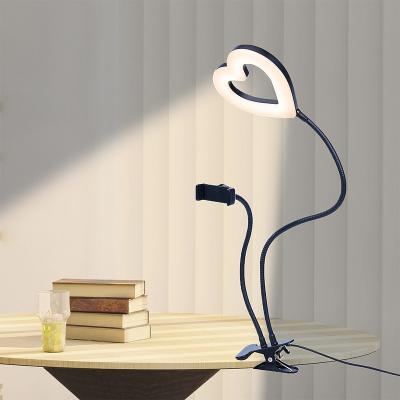 China Mini New Design Heart Shape Ring Light With RGB Color With Clip Phone Desk Holder For Fill Light Soft Tube Connect for sale