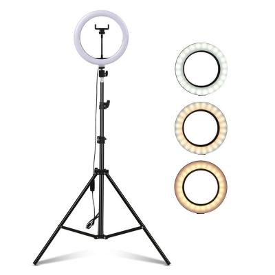 China PORTABLE LED Ring Light 10 Inch Light with Tripod Stand for Fill Light Selfie Video Shooting Dimmable 2700K-7000K for sale